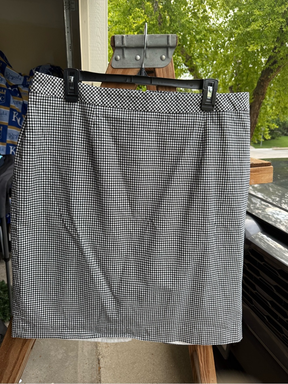Talbots Black and White Gingham Pencil Skirt